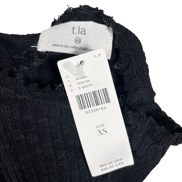 NWT T.La Ribbed Mock Neck Crop Top in Black - Picture 5 of 6